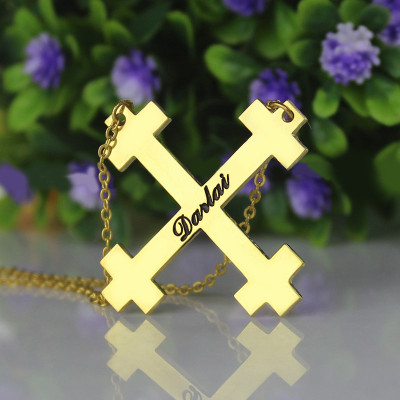 Vergoldetes Silber Julian Kreuz Namensketten Troubadour Kreuz