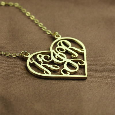 Solid Gold Initialen Monogramm personifizierte Herz Halskette