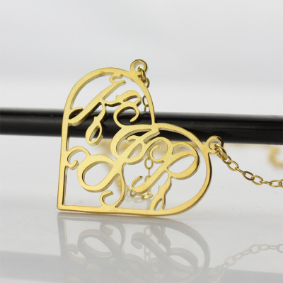 Solid Gold Initialen Monogramm personifizierte Herz Halskette