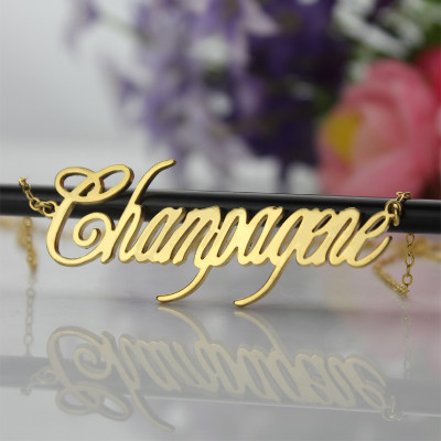 Solid Gold personifizierte Champagne Font Name Halskette