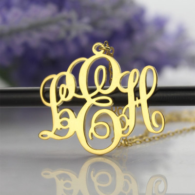 personalisierte Rebe Font Initialen Monogramm Halskette 18 karätigem Gold überzogen
