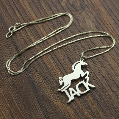personalisierte Pferdenamenskette für Kinder Silber