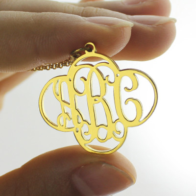 personalisierte Ausschnitte Klee Monogramm Halskette 18 karätigem Gold überzogen
