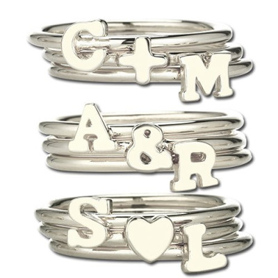Stapelbare Midi Initial Ring Sterling Silber