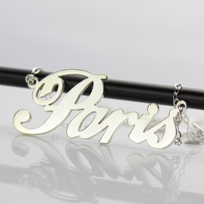 Paris Hilton Art Name Halskette 18ct Massiv weißes Gold überzogen