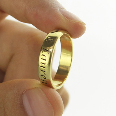 Gravierte Versprechen Namen Ring 18 Karat Gold überzogen