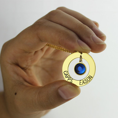 Kreis Name Halskette mit Geburtsstein 18ct Vergoldetes Silber personifizierte
