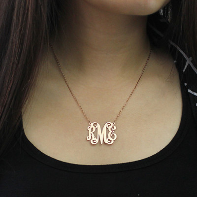 Benutzerdefinierte 18ct Rose Gold überzogen Monogramm Initialen Halskette