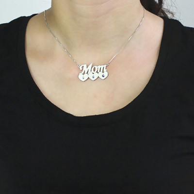 Mutter Halskette mit Kindern Silber Birthstone
