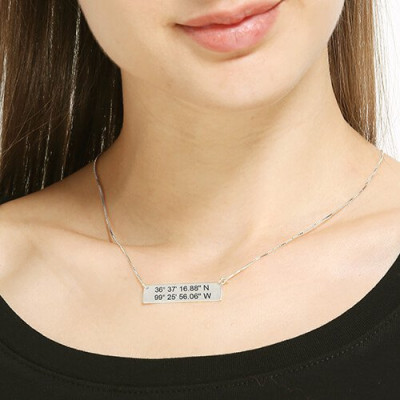 Benutzerdefinierte Silber Breite Länge Koordinaten Adresse Halskette