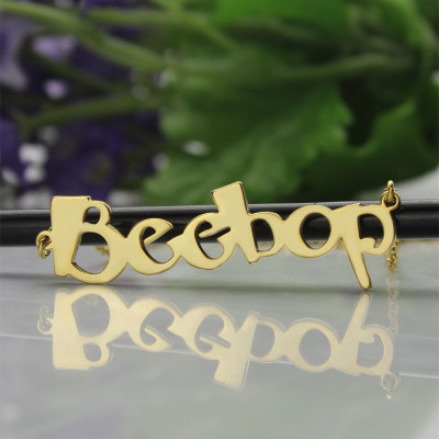 Solid Gold 18ct personalisierte Beetle Schriftart Brief Namenskette