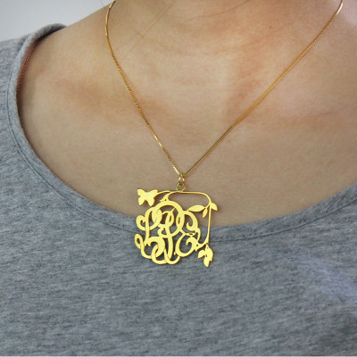VinesButterfly Monogramm Initialen Halskette 18 karätigem Gold überzogen