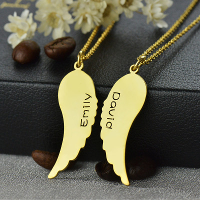 Passende Angel Wings Halsketten Set für Paare 18 karätigem Gold überzogen