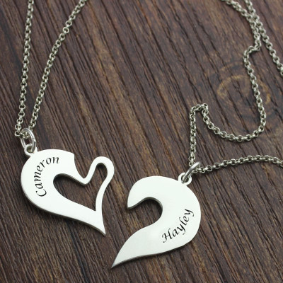 personifizierte Zerbrechliche Herz Namen Halskette für Paare Silber