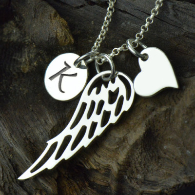 Mädchen Engels Flügel Halskette Geschenke mit HeartInitial Charm
