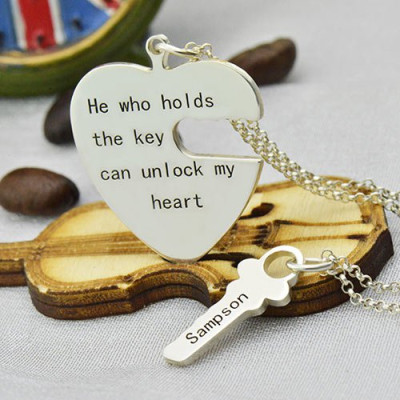 Key und Herz Halsketten Satz für Paare