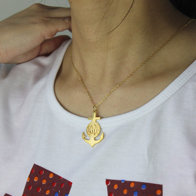 18ct Gold überzogene Anker Monogramm Initialen Halskette