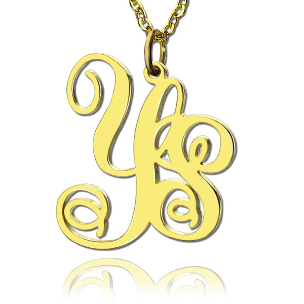 personalisierte 18 karätigem Gold überzogen Rebe Schriftart 2 Initialen Monogramm Halskette