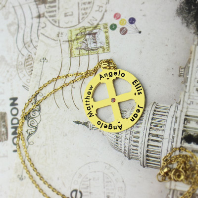 Kreuz Name Halskette mit Kreis Rahmen 18 karätigem Gold überzogen 925 Silber