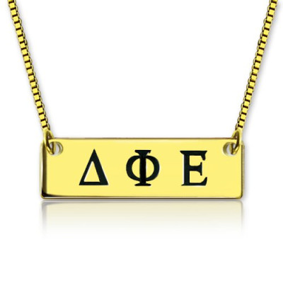 personalisierte Greek Letter Sorority Bar Halskette 18 karätigem Gold überzogen