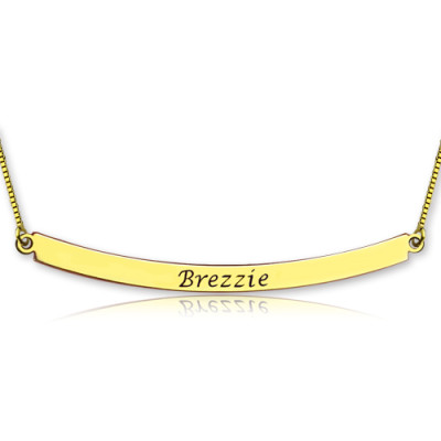 personalisierte 18 karätigem Gold überzogen Curved Bar Halskette