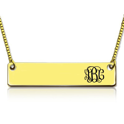 personalisierte 18ct Gold überzogenes Anfangs Bar Halskette Monogramm