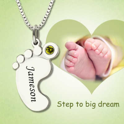 personalisierte Mütter Baby Fuß Halskette mit birthstoneName