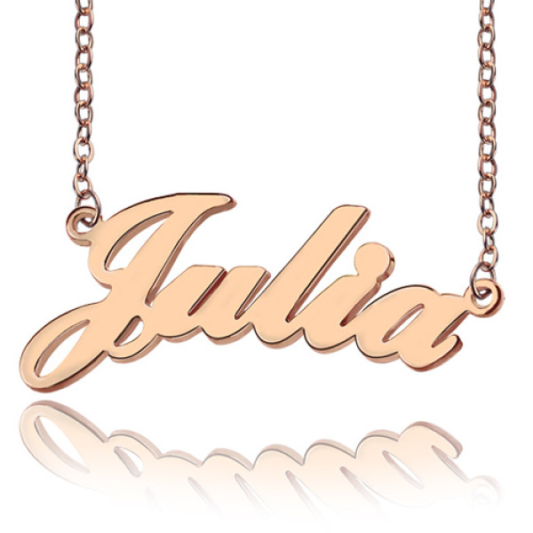 Solide Rose Gold überzogen Julia Art Name Halskette