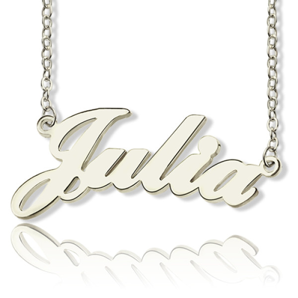 Feste 18ct weißes Gold überzogen Julia Art Name Halskette
