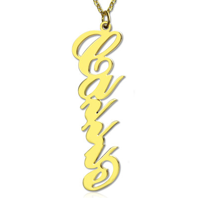 Vertikal Carrie Namensschild Halskette 18 karätigem Gold überzogen