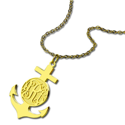 18ct Gold überzogene Anker Monogramm Initialen Halskette
