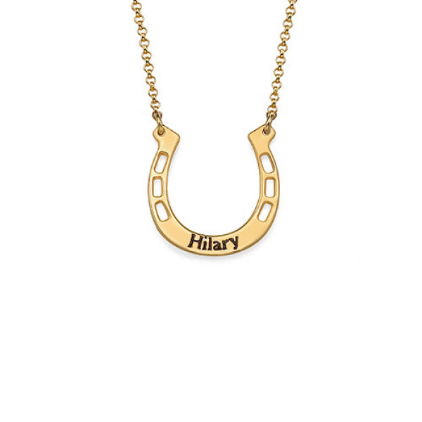 18ct Gold überzogenes Gravierte Hufeisen Halskette