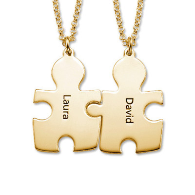 18 karätigem Gold überzogen personalisierten Paares Puzzle Halskette