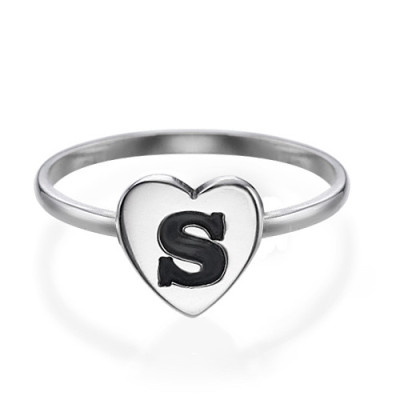 Herz Initial Ring in Sterlingsilber