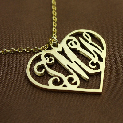 18ct Gold überzogenes Initialen Monogramm personifizierte Herz Halskette
