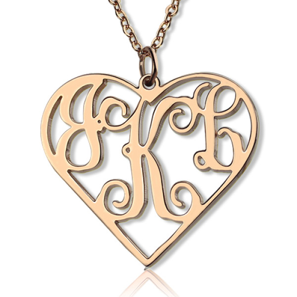 Feste 18ct Rose Gold Initialen Monogramm personifizierte Herz Halskette
