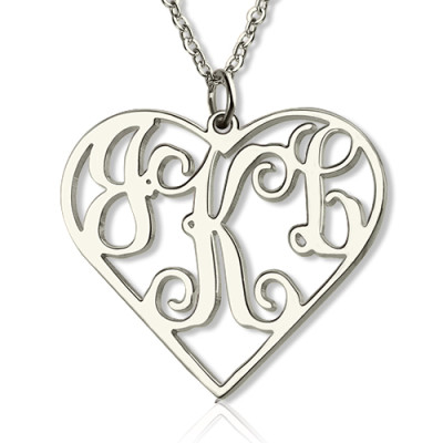 Sterlingsilber Initialen Monogramm personifizierte Herz Halskette