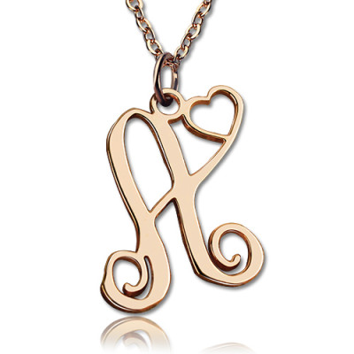 Eine personalisierte Initiale mit Herz Monogramm Halskette 18ct Rose Gold überzogen