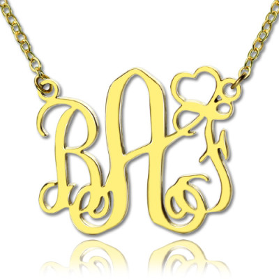 personifizierte Initialen Monogramm Halskette mit Herz 18 karätigem Gold überzogen
