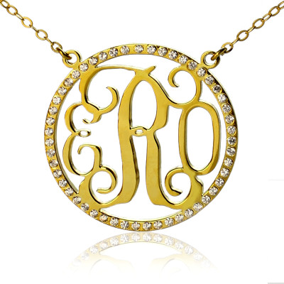 18ct Gold überzogener Kreis Geburtsstein Monogramm Halskette