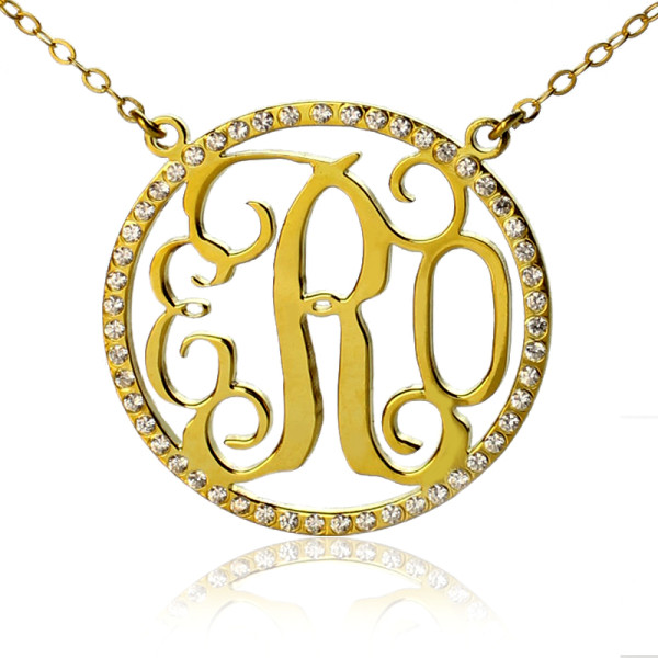 18ct Gold überzogener Kreis Geburtsstein Monogramm Halskette