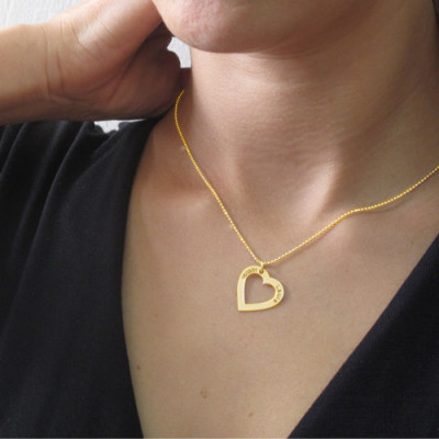 18k Gold überzogen 0 - 925 Silber Gravierte Halskette Herz