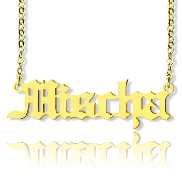 Mischa Barton Old English Font Name Halskette 18 karätigem Gold überzogen
