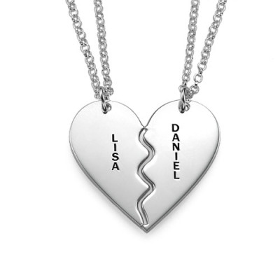 personalisierte Silber Zerbrechliche Herz Halskette