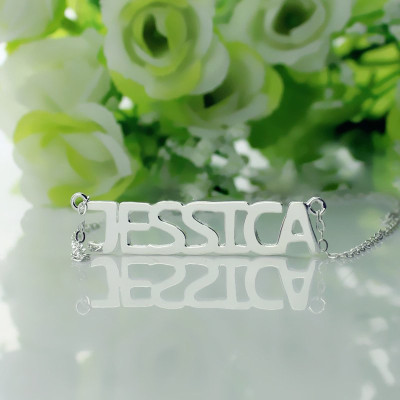Block Letter Name Halskette Silber "jessica"