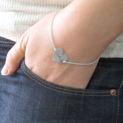 Sterling Silber mit eingraviertem Herz Paare Armband Fußkettchen