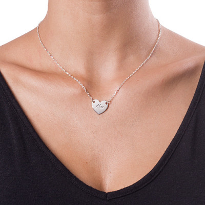 Sterling Silber mit eingraviertem Herz Halskette