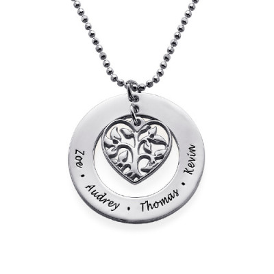 Geschenke für Mamma Herz Familien Baum Halskette