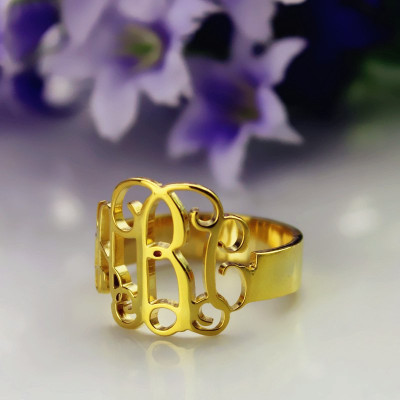 Solid Gold personifizierte Monogramm Ring