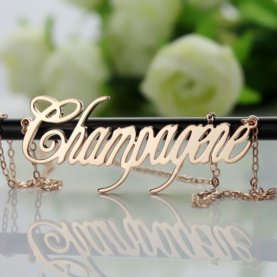 Feste Rose Gold personalisierte Champagner Font Name Halskette